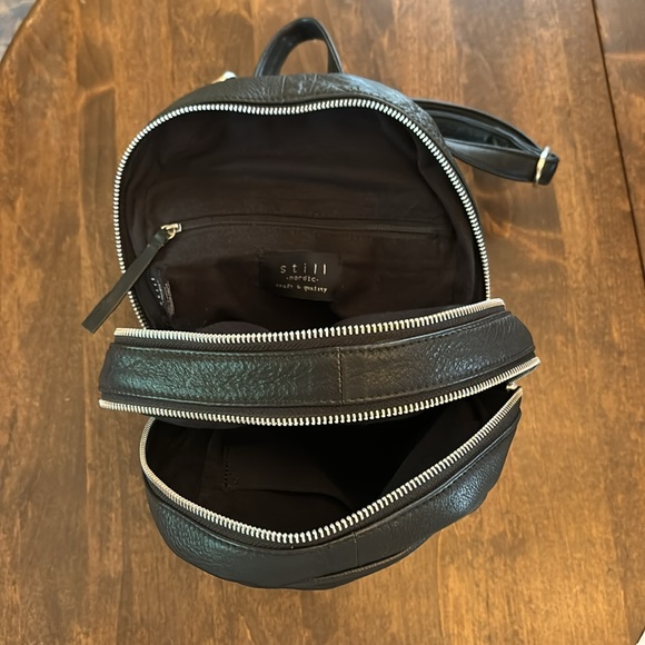 Still Nordic Black Leather Backpack - Picture 7 of 12